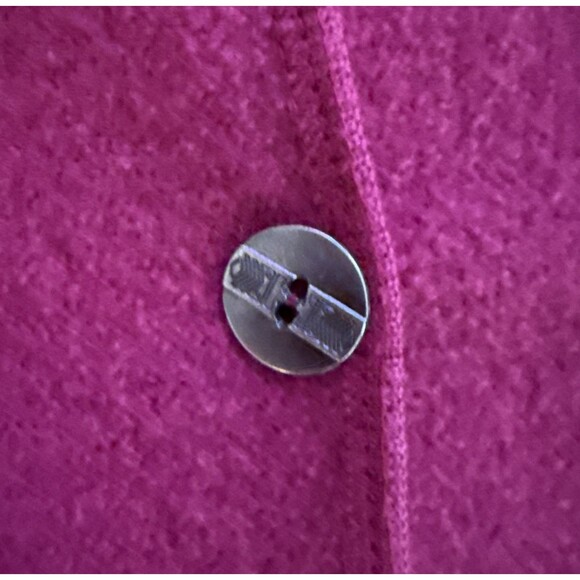 Chicos Boiled Wool Cardigan Jacket Womens 2 L Magenta Button Up w/Eyelash Scarf - Picture 9 of 14